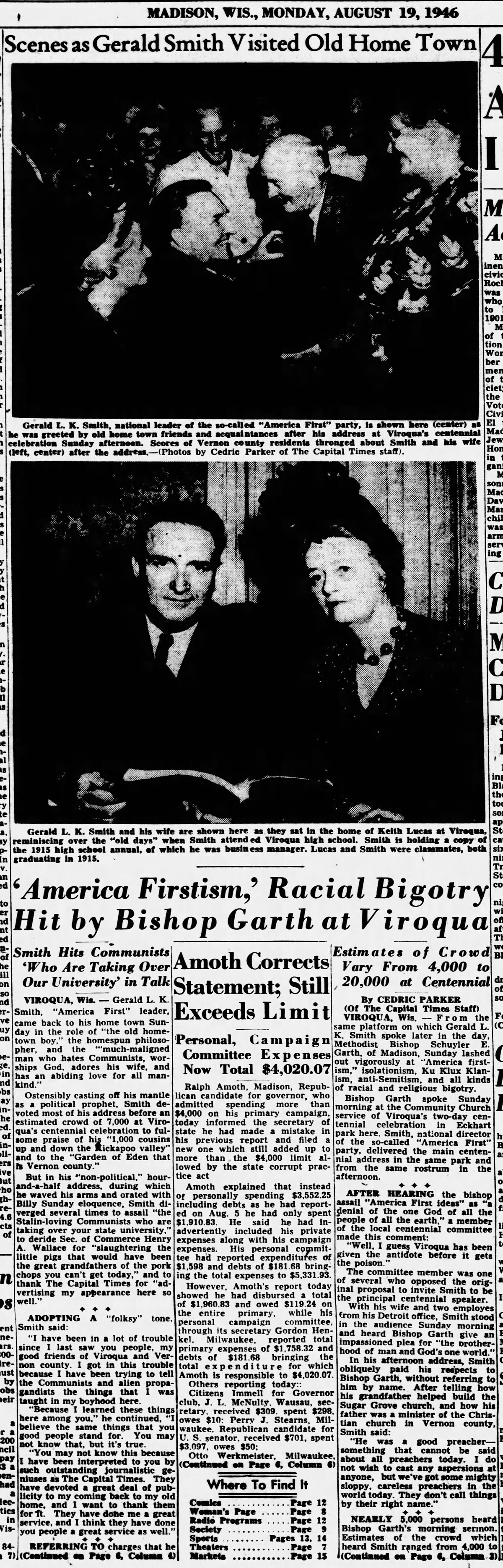 In 1946 a Wisconsin Town Invited a Fascist to Deliver the Keynote Address at their Centennial Celebration