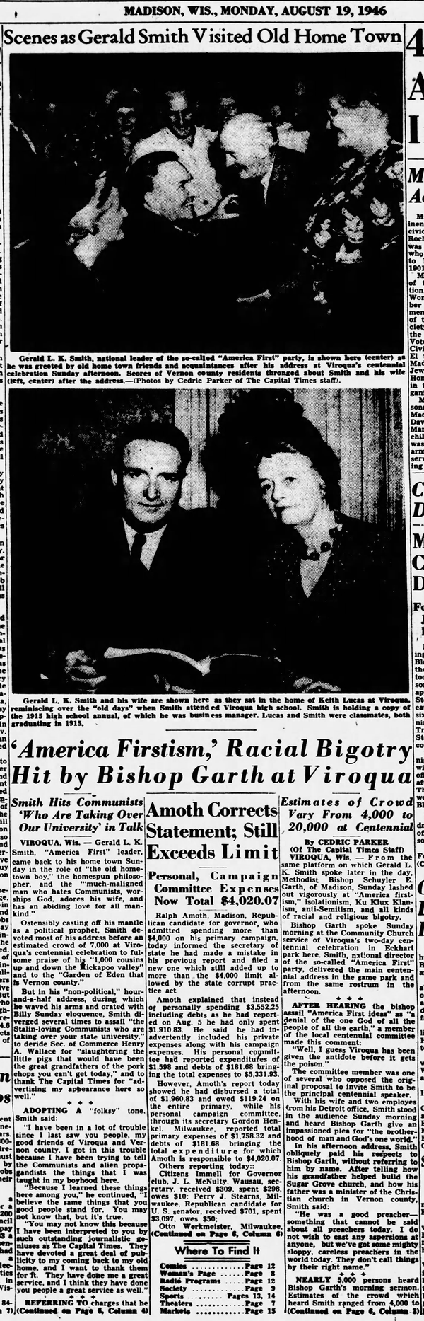 In 1946 a Wisconsin Town Invited a Fascist to Deliver the Keynote Address at their Centennial Celebration