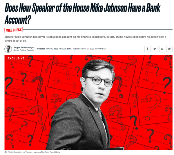 What's up with these Christian Nationalists like Mike Johnson and their odd relationship to banks?