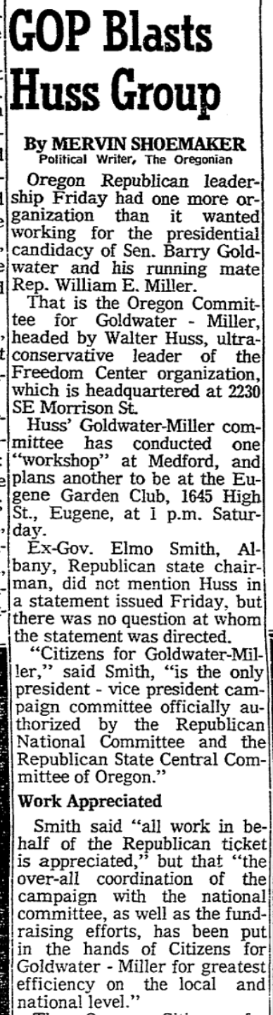 Walter Huss Knew That if Fascism Ever Came to America, it would happen via the hostile takeover of a major political party